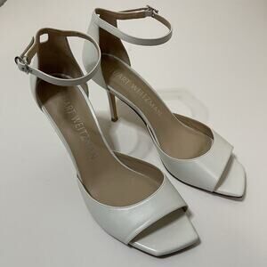 Stuart Weitzman Women's Nudistia 75 Ankle Strap High Heel Sandals white size 9.5
